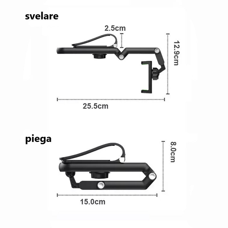 Supporto per telefono cellulare con visiera parasole multifunzionale girevole