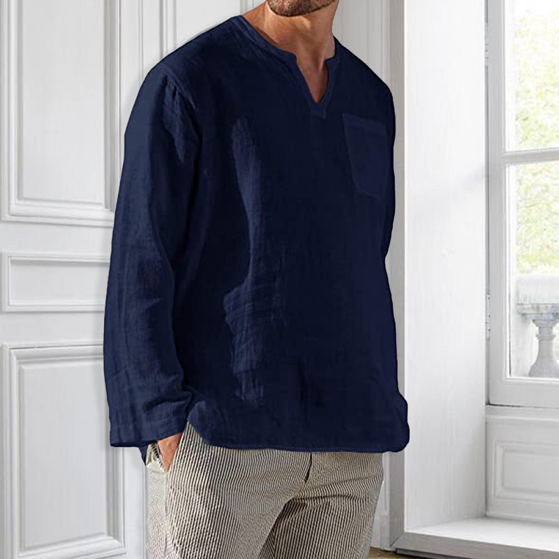 Camicia da uomo in lino a maniche lunghe