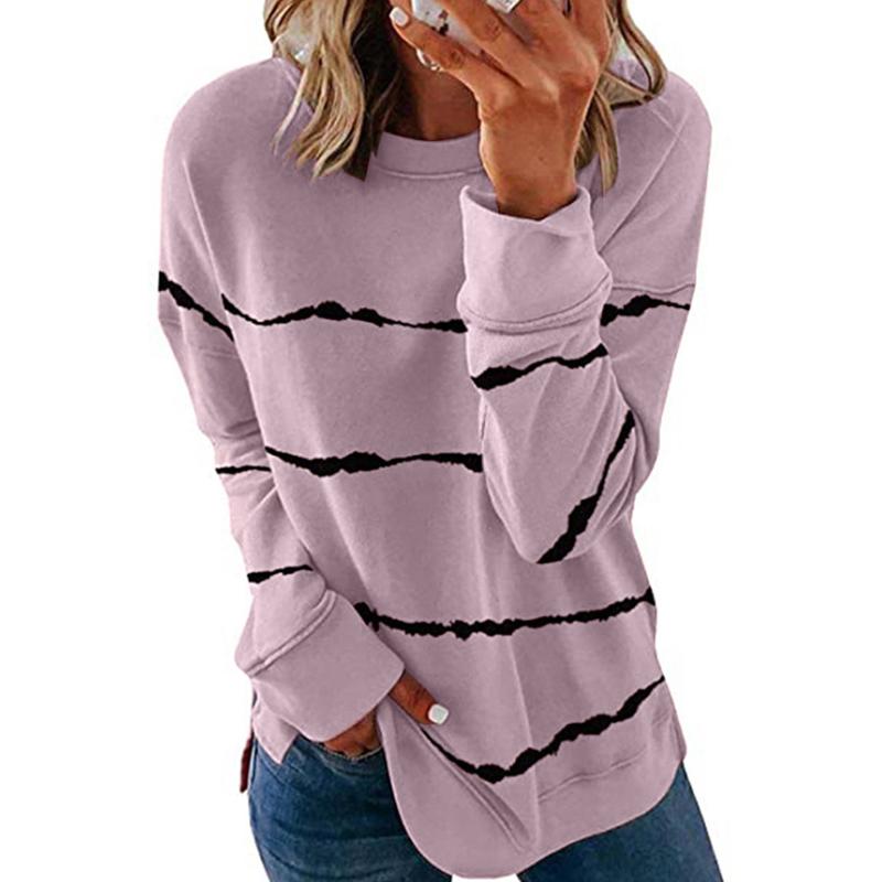 Camicia a maniche lunghe maglione a righe da donna