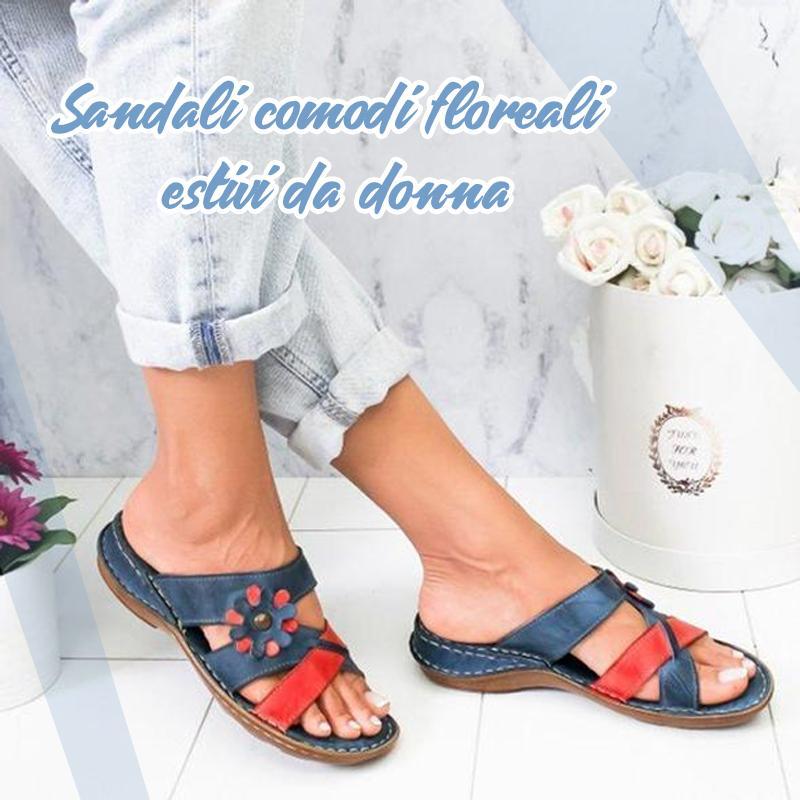 Sandali comodi floreali estivi da donna