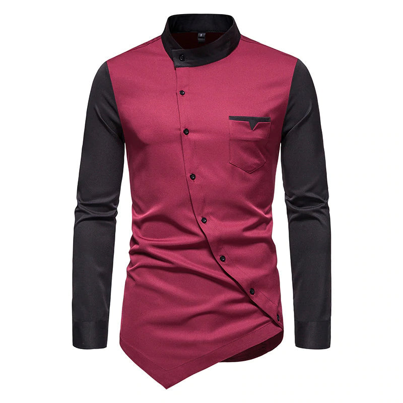 Camicia casual da uomo in colore contrastante