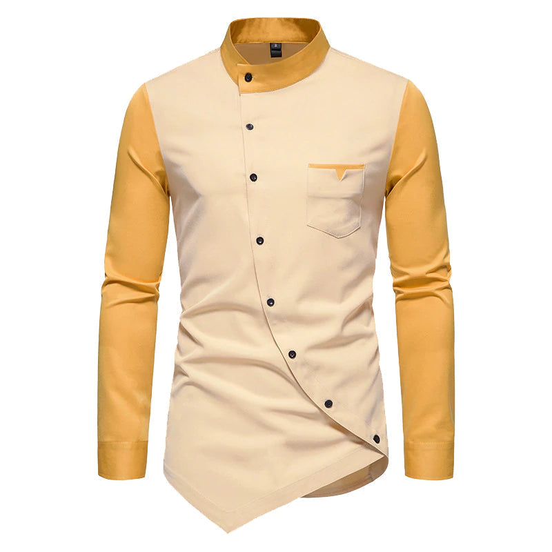 Camicia casual da uomo in colore contrastante