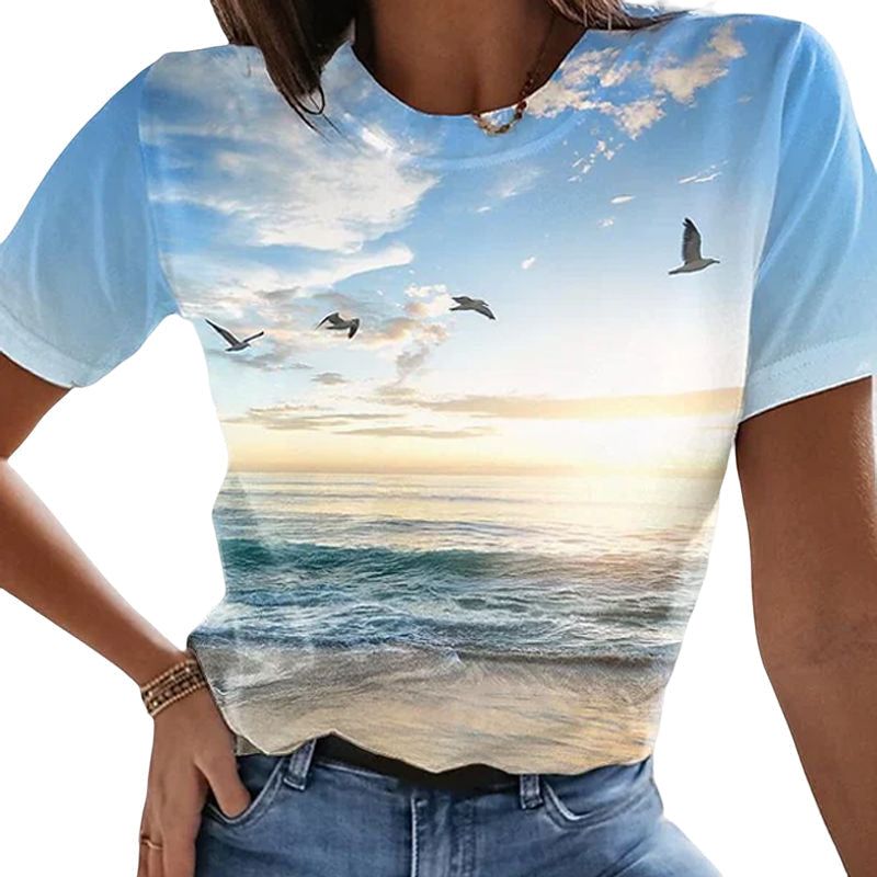 T-shirt Da Donna Stampata In 3D Casual