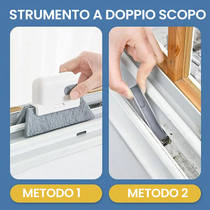 Strumento per la pulizia delle scanalature 2 in 1