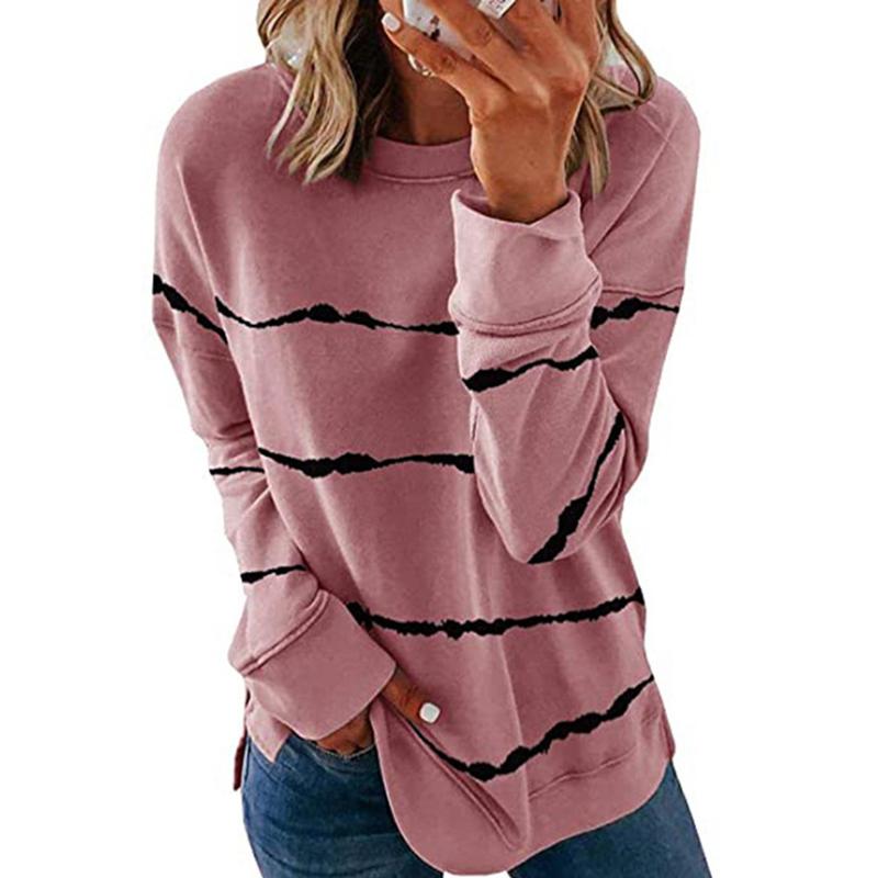 Camicia a maniche lunghe maglione a righe da donna