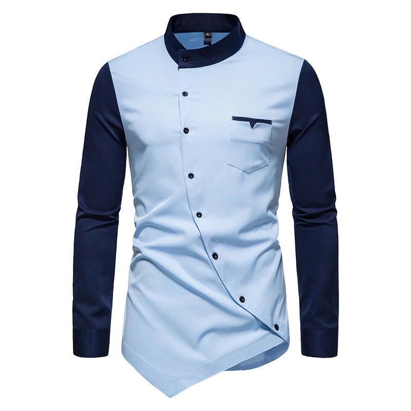 Camicia casual da uomo in colore contrastante