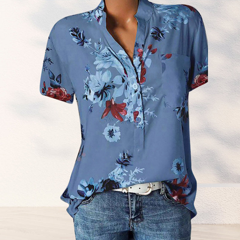 Camicia con tasche a fantasia floreale