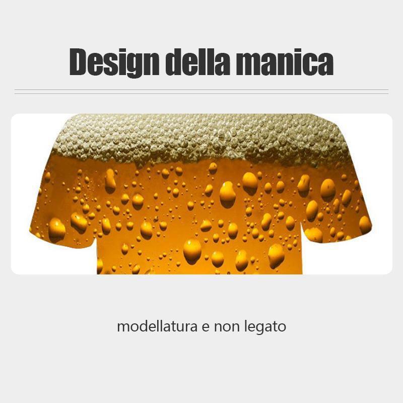 T-shirt manica corta con stampa 3D di bolle di birra