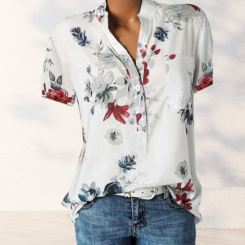 Camicia con tasche a fantasia floreale