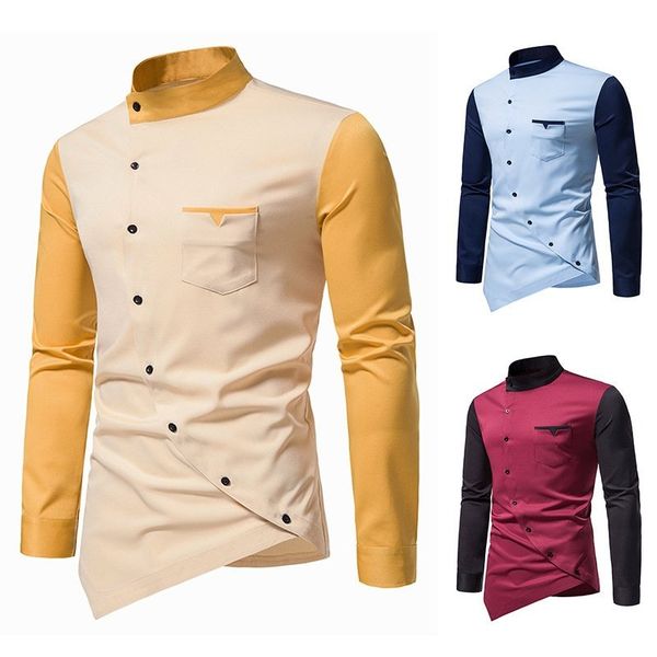 Camicia casual da uomo in colore contrastante