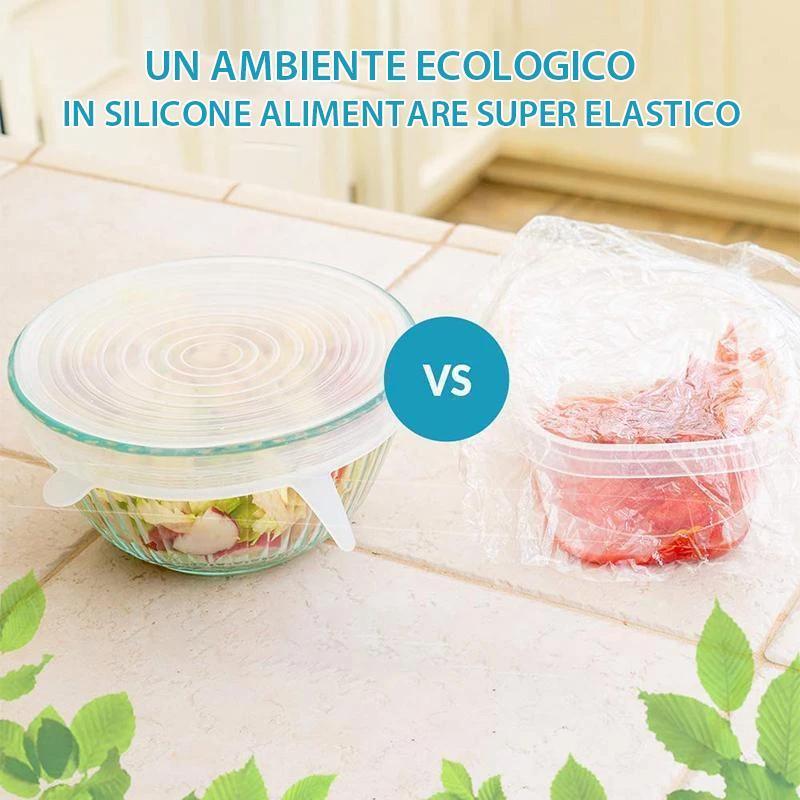 Conservazione Alimenti 6 Pezzi  Coperchio in Silicone Estensibile