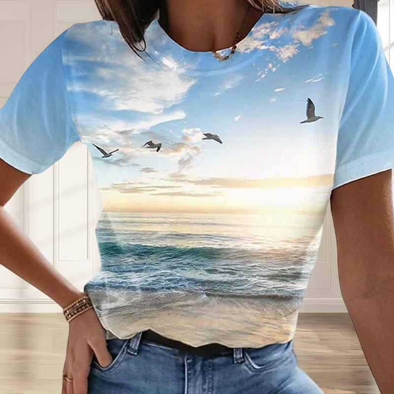 T-shirt Da Donna Stampata In 3D Casual