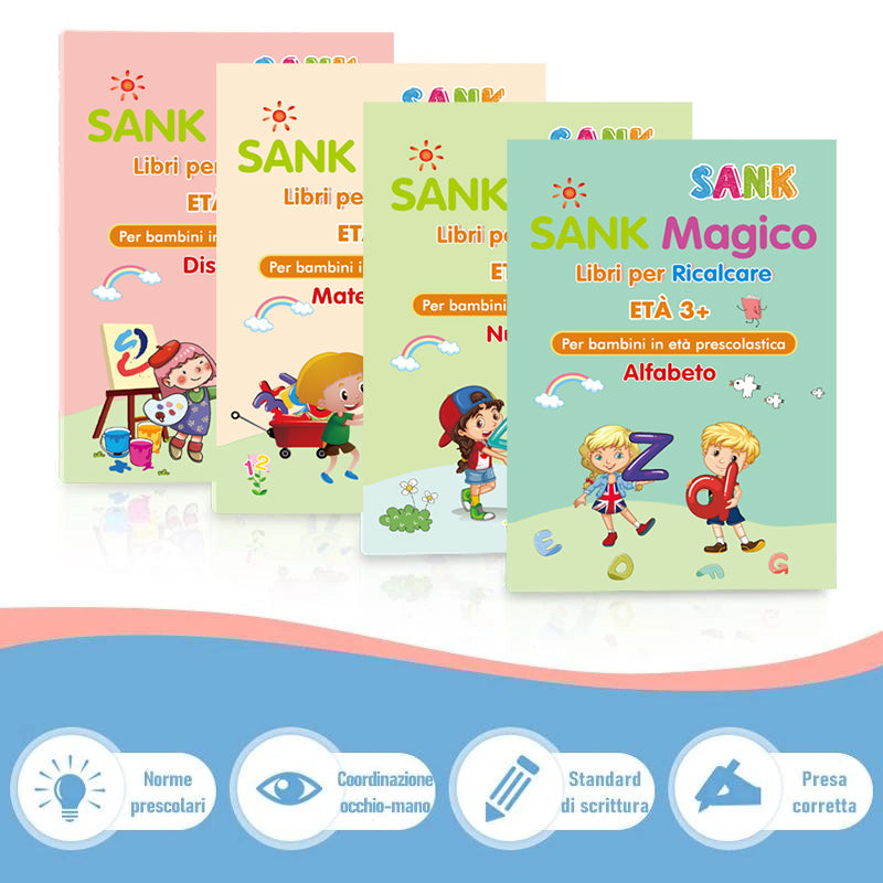 SANK®Libri per Ricalcare Lettere e Numeri （italiano，taglia larga）