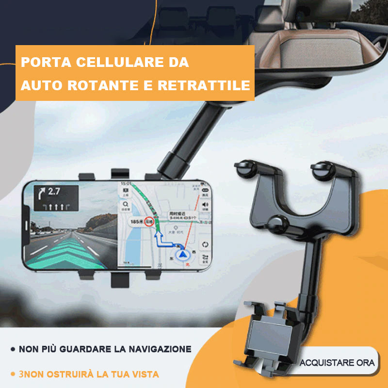 Portacellulare da auto girevole e retrattile