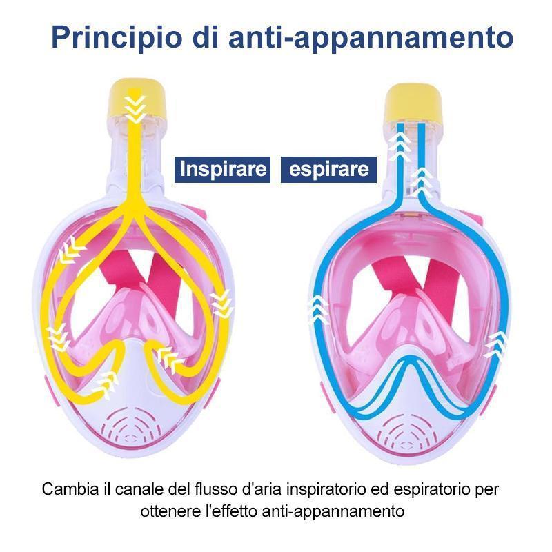 Maschera da snorkeling con vista sul mare a 180 °