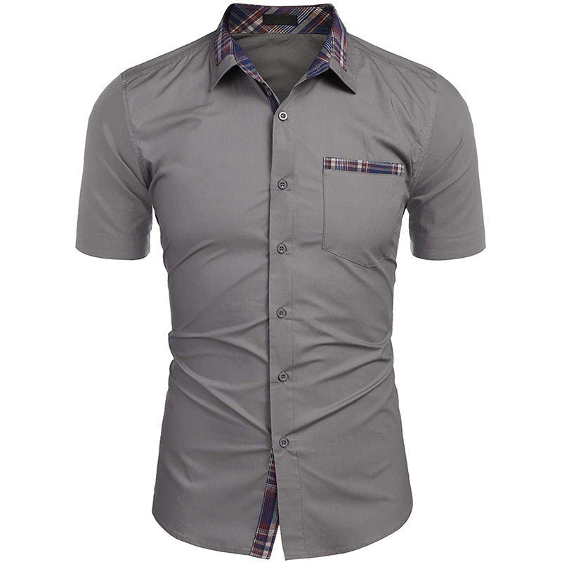 Camicia estiva da uomo con colletto scozzese casual